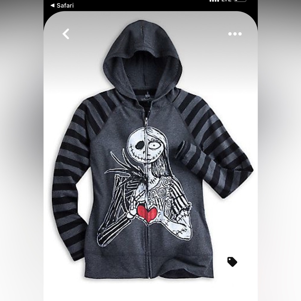 Jack Skellington and Sally long sleeve raglan hoodie